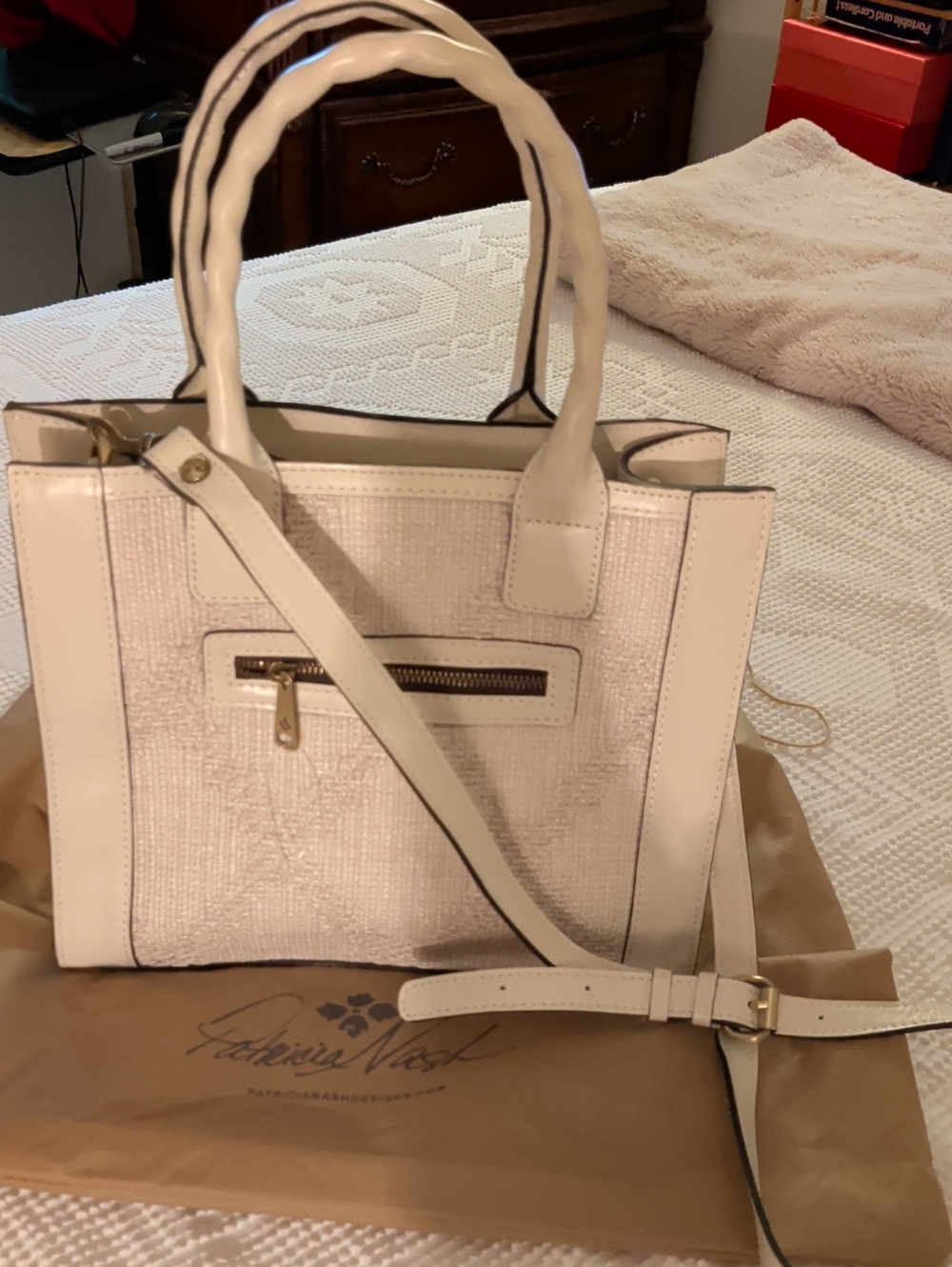 Patricia Nash Cream Tote Bag